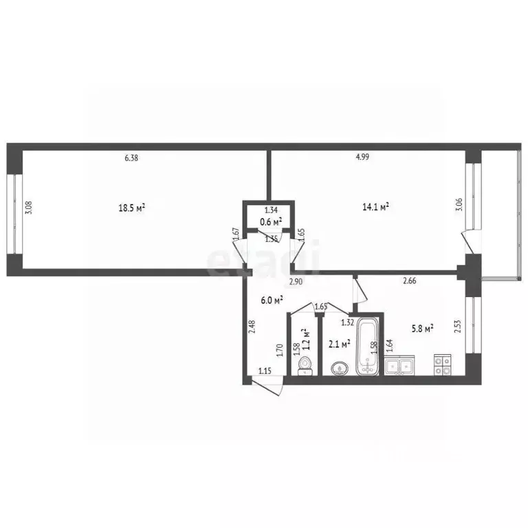 2-к кв. Кемеровская область, Юрга Краматорская ул., 2А (48.3 м) - Фото 1