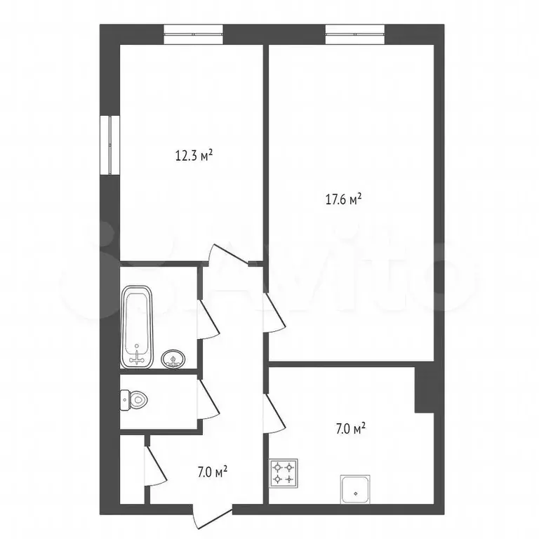 2-к. квартира, 48,1 м, 5/9 эт. - Фото 0