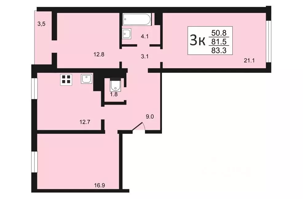 3-к кв. Воронежская область, Воронеж Ленинградская ул., 26 (83.3 м) - Фото 0