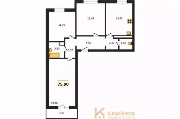 3-к кв. Воронежская область, Воронеж ул. Шидловского, 22 (75.9 м) - Фото 0