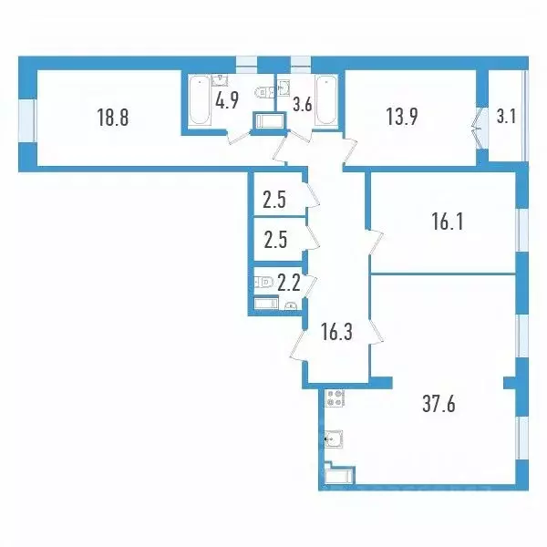 3-к кв. Санкт-Петербург Дефанс жилой комплекс (120.0 м) - Фото 0