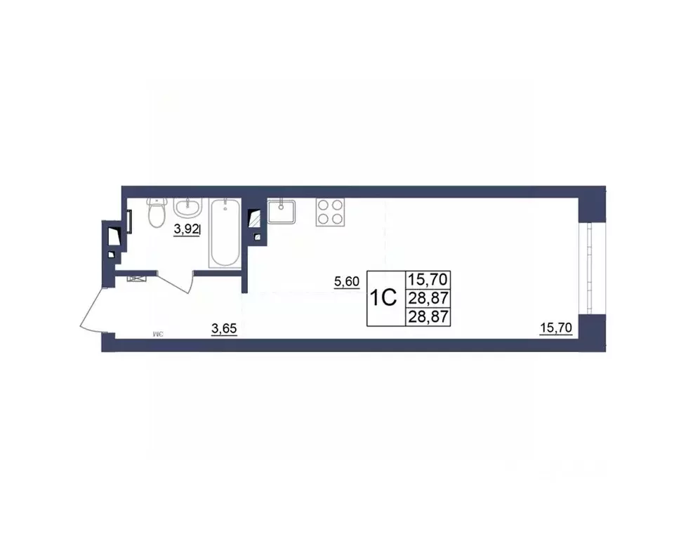 Студия Башкортостан, Уфа Космос жилой комплекс, лит1 (29.05 м) - Фото 1