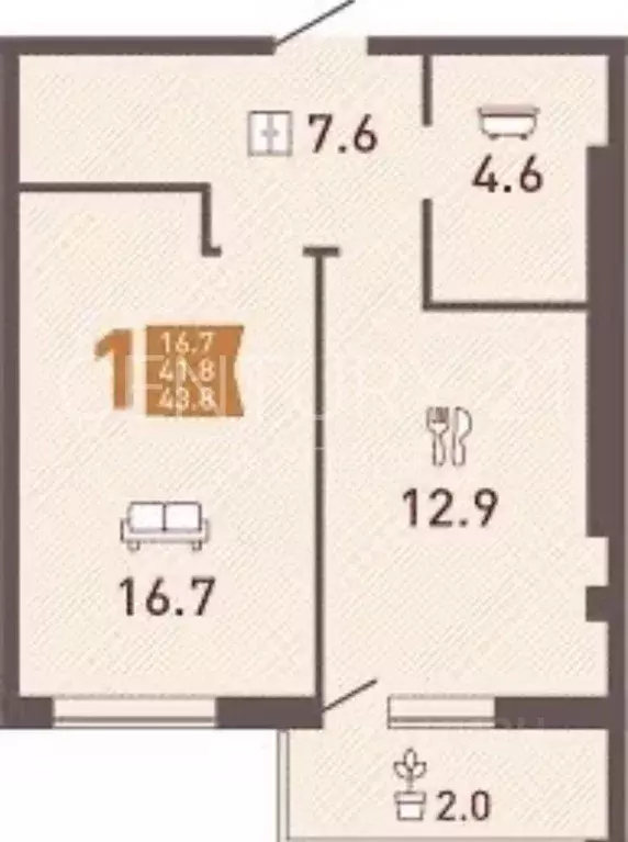 1-к кв. Калининградская область, Калининград Ростовская ул., 8 (41.8 ... - Фото 2
