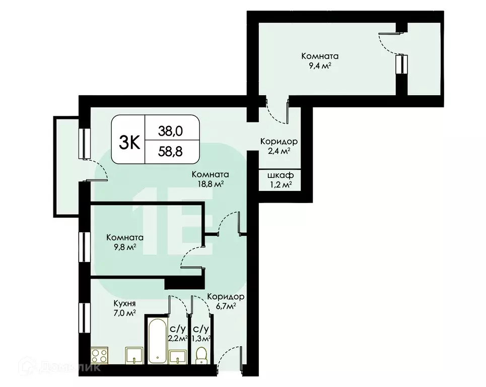 Продаётся 3-к квартира, 58.8 м - Фото 1