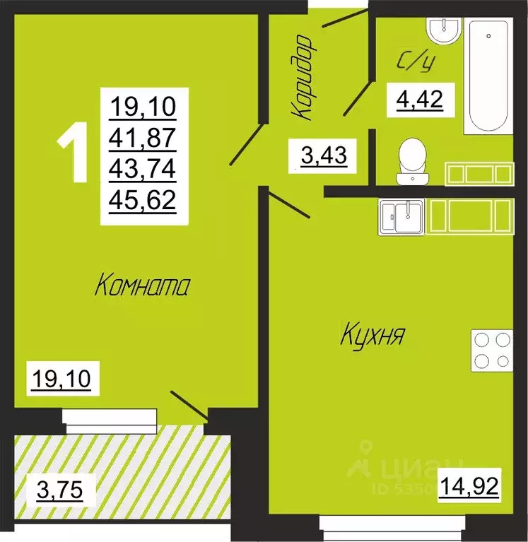 1-к кв. Смоленская область, Смоленск ул. Филатова, 3 (45.62 м) - Фото 0