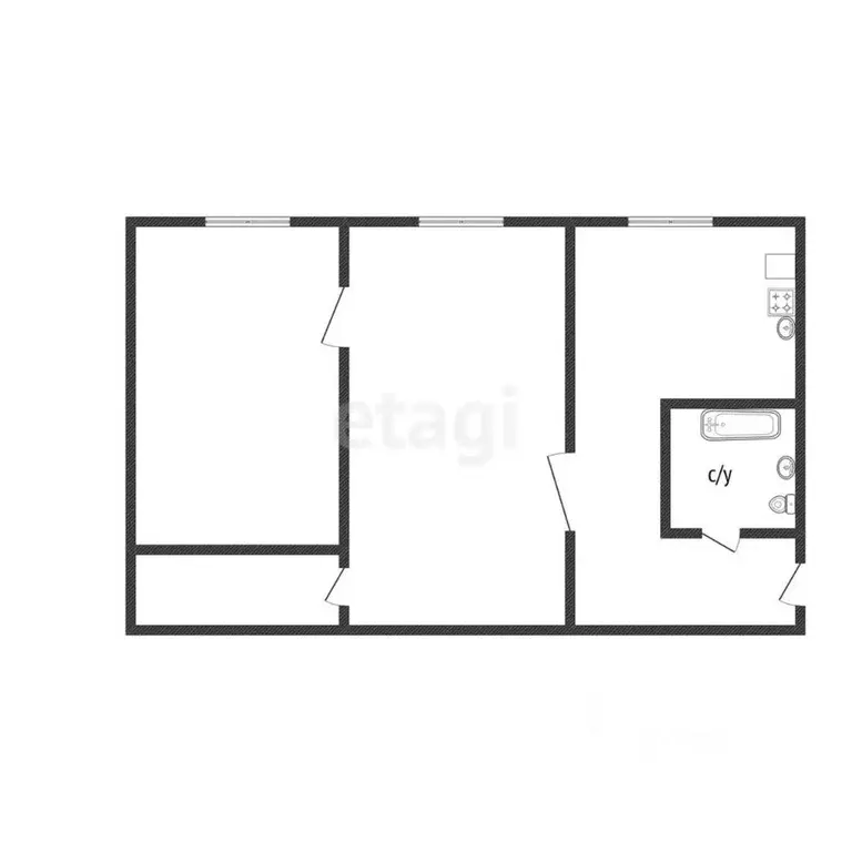 2-к кв. Костромская область, Кострома Беговая ул., 57 (42.8 м) - Фото 1