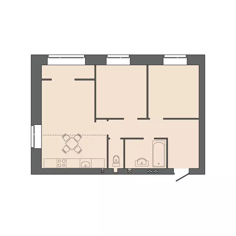 3-к квартира, 64.75 м - Фото 0