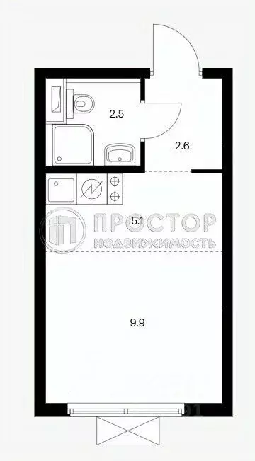 Студия Москва Большая Академическая ул., 85к3 (19.5 м) - Фото 1