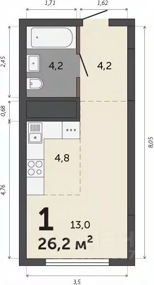 Студия Свердловская область, Екатеринбург Втузгородок жилрайон, Шарташ ... - Фото 1