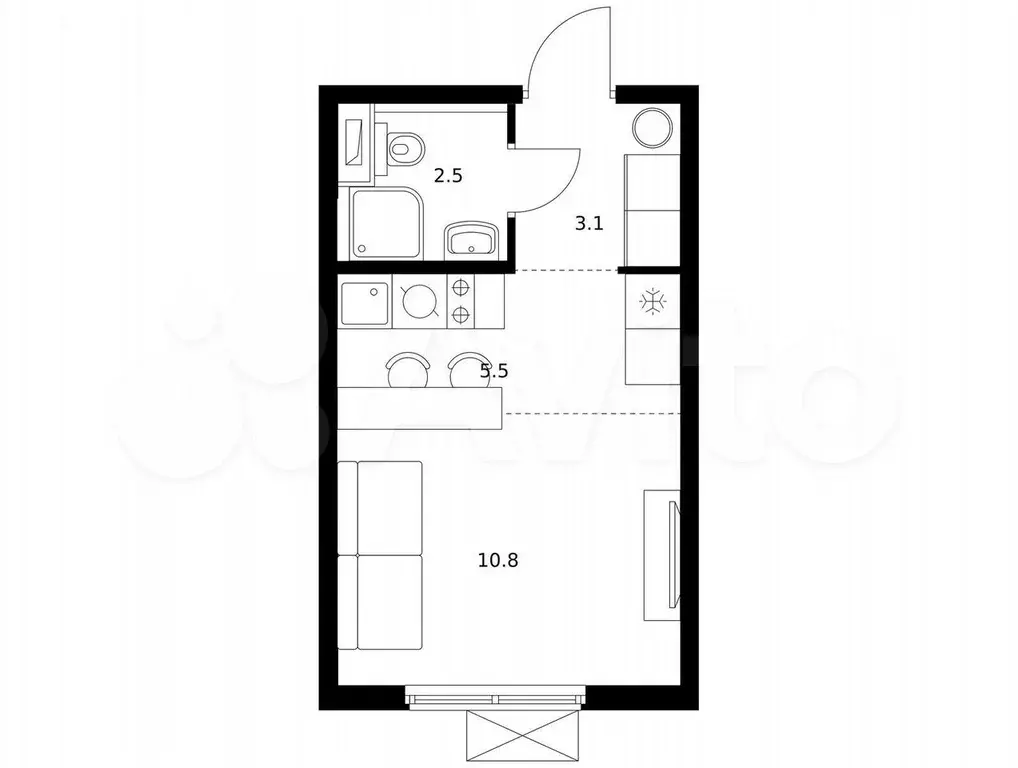Квартира-студия, 21,9 м, 7/17 эт. - Фото 0