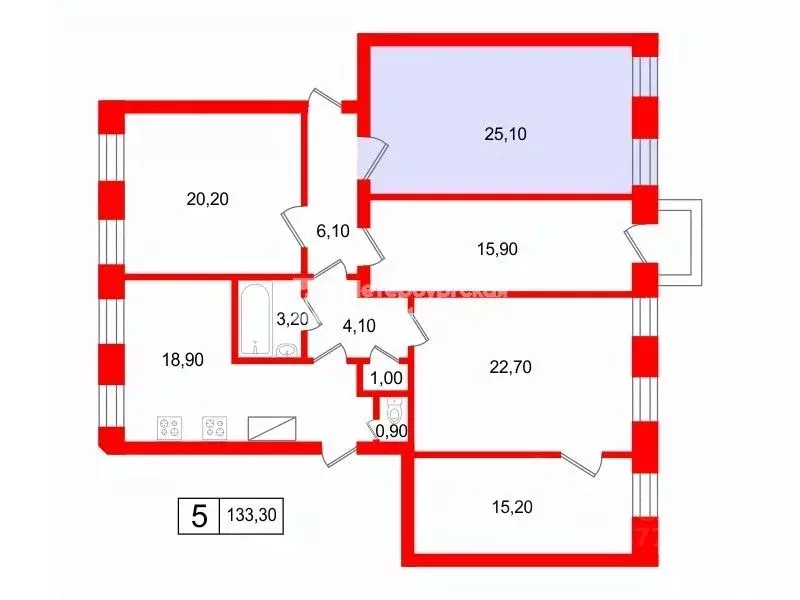 Комната Санкт-Петербург 6-я Красноармейская ул., 14 (25.1 м) - Фото 1