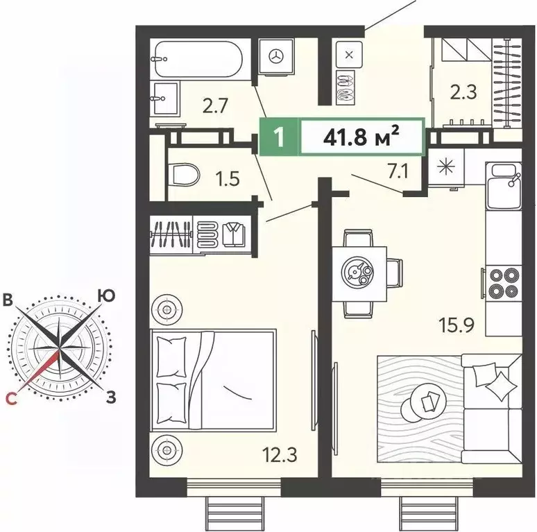 1-к кв. Пензенская область, Пензенский район, Засечный сельсовет, с. ... - Фото 1