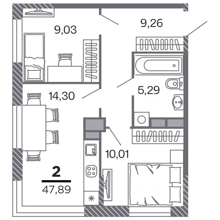 2-к кв. Рязанская область, Рязань Петра и Февронии жилой комплекс ... - Фото 1