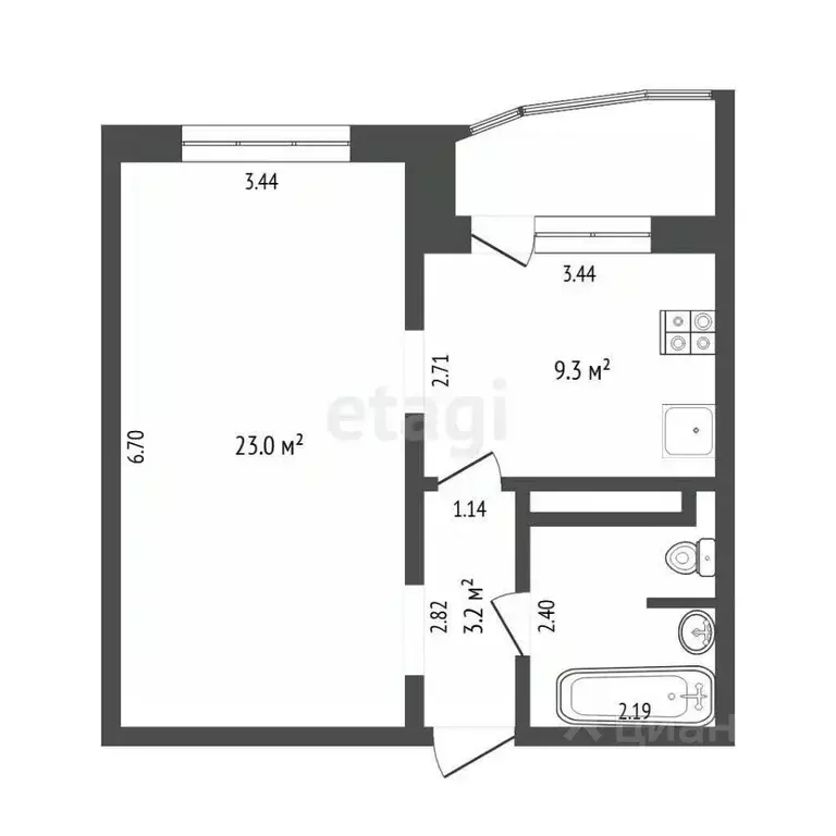 1-к кв. Тюменская область, Тюмень ул. Александра Митинского, 3 (40.8 ... - Фото 2