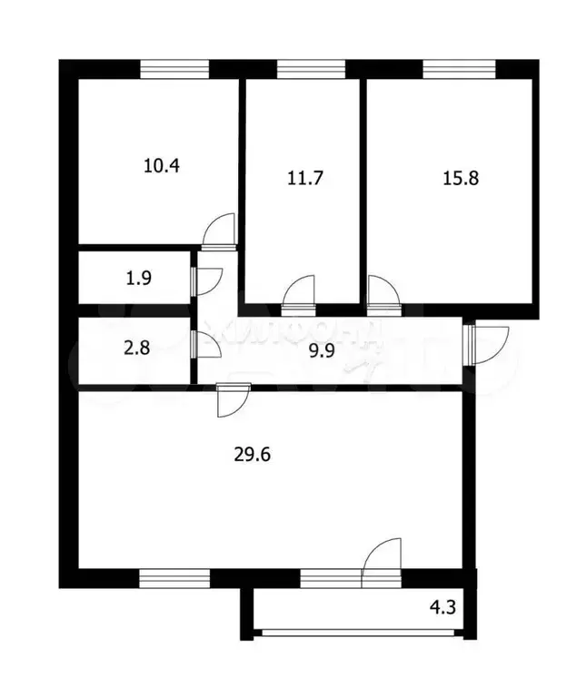 4-к. квартира, 82,1 м, 1/3 эт. - Фото 0