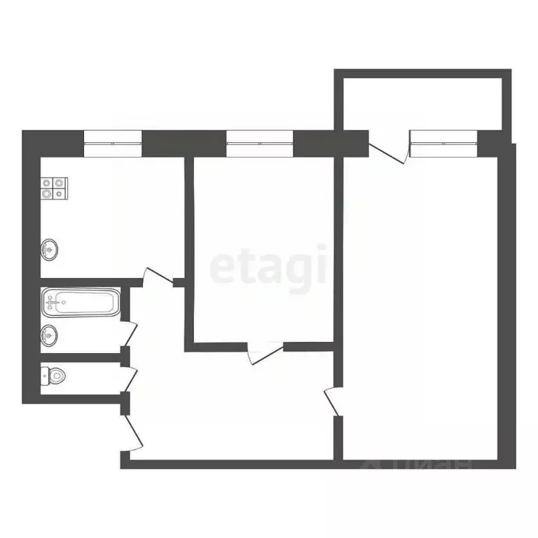 2-к кв. Иркутская область, Ангарск 94-й кв-л, 102 (45.0 м) - Фото 1