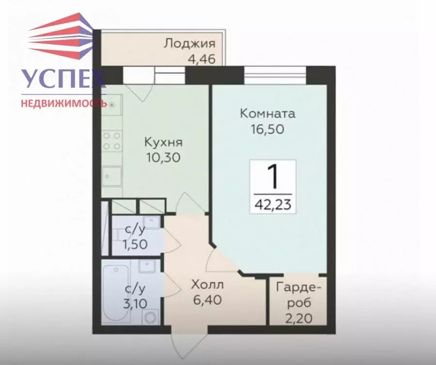 1-комнатная квартира: Родники, жилой комплекс Родники (42.23 м) - Фото 0