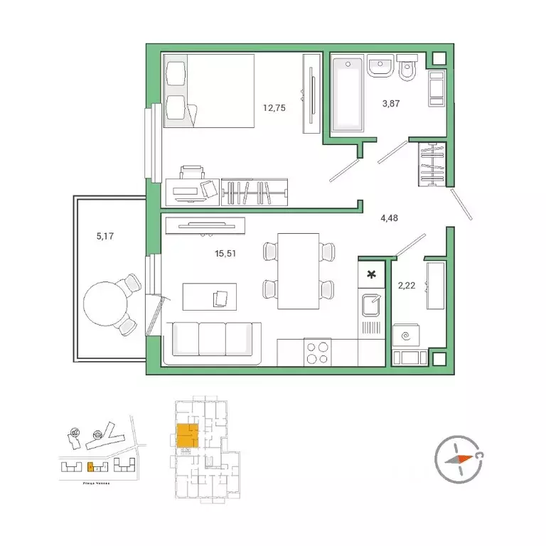 1-к кв. Ленинградская область, Гатчина ул. Чехова, 39к1 (40.1 м) - Фото 1