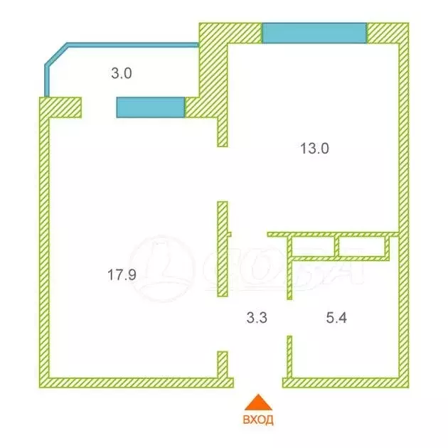 1-комнатная квартира: Тюмень, улица Монтажников, 42Б (39.6 м) - Фото 0