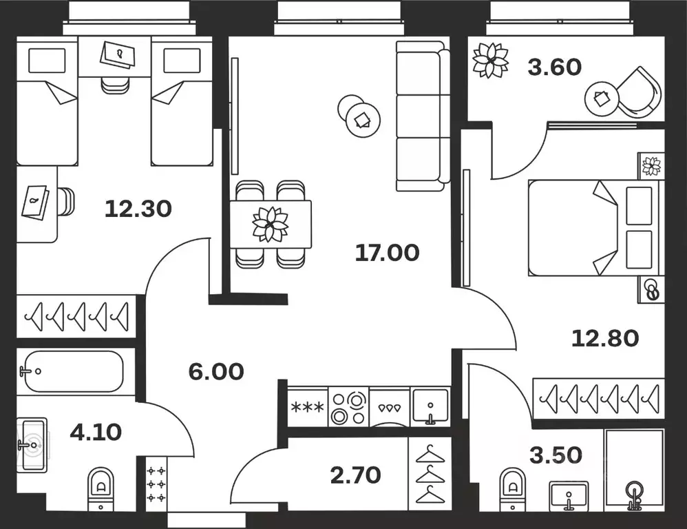 2-к кв. Тульская область, Тула ул. Михеева, 9А (62.0 м) - Фото 1