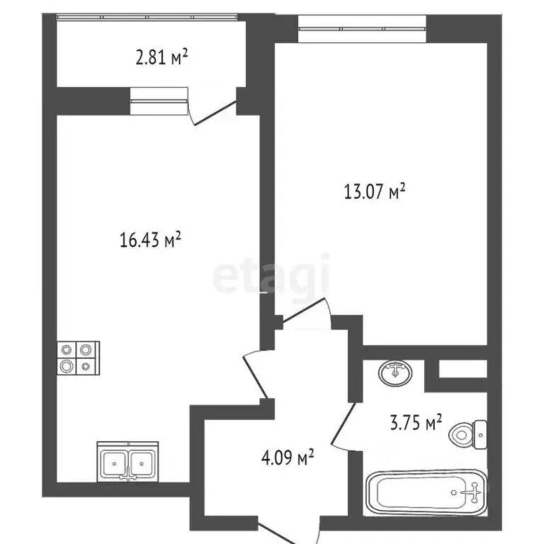 1-к кв. Тюменская область, Тюмень ул. Разведчика Кузнецова, 5 (35.7 м) - Фото 2