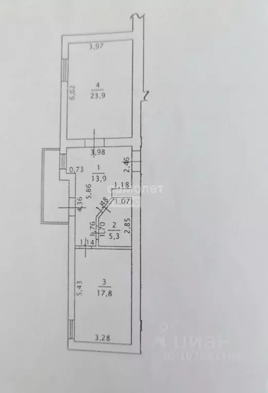1-к кв. Липецкая область, Липецк Депутатская ул., 55Б (60.9 м) - Фото 2
