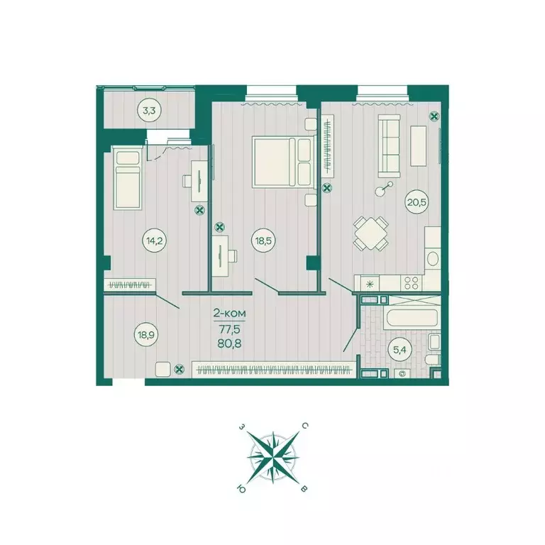 2-к кв. Приморский край, Владивосток Русская ул., 5А (80.8 м) - Фото 1