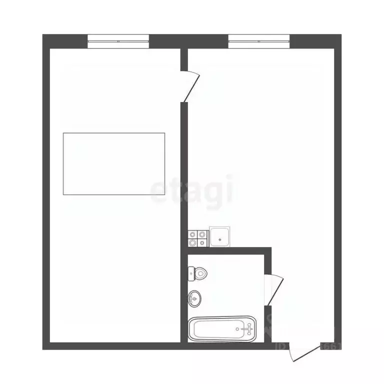 1-к кв. Томская область, Томск ул. Пушкина, 48/5 (32.7 м) - Фото 2