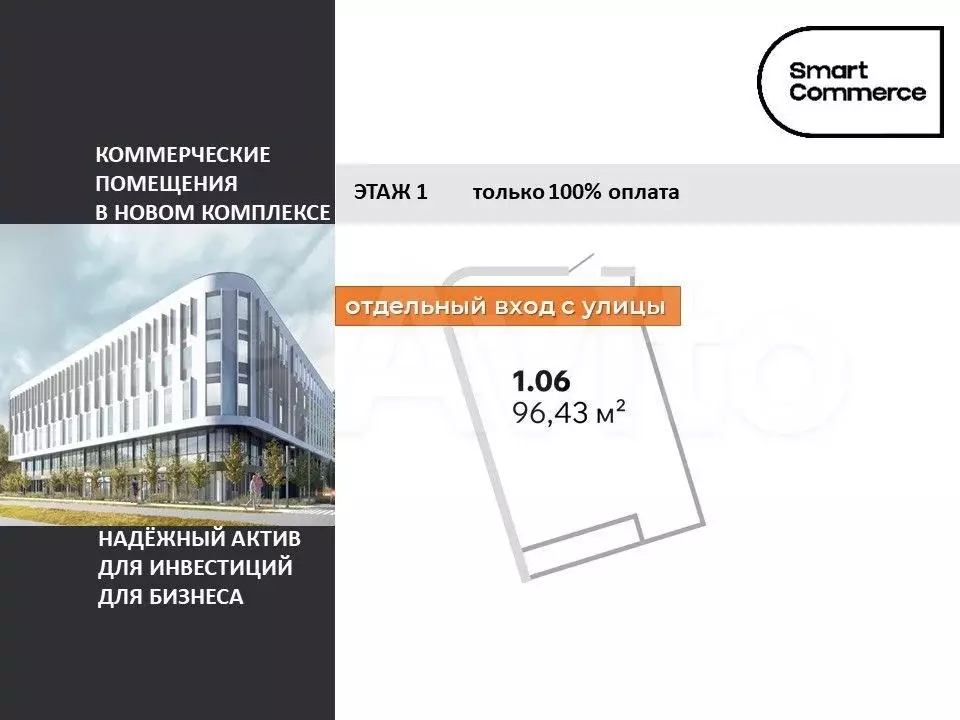 Коммерческое помещение от застройщика, 96.43 м - Фото 0