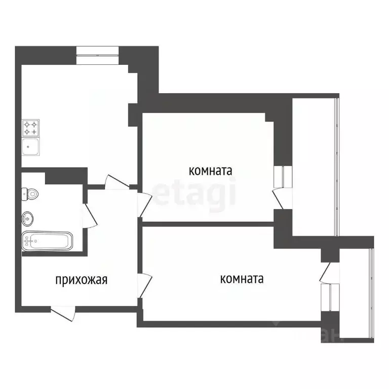 2-к кв. Красноярский край, Красноярск ул. Калинина, 175А (56.3 м) - Фото 2