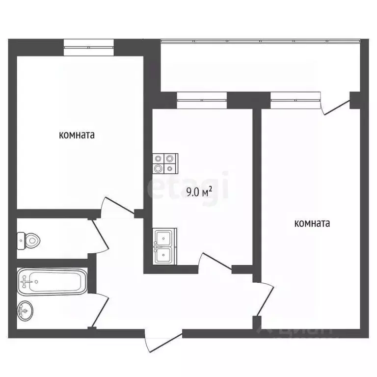 2-к кв. Свердловская область, Екатеринбург ул. Волгоградская, 200 ... - Фото 1