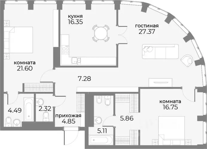 3-к кв. Москва Дружинниковская ул., 15 (111.98 м) - Фото 0