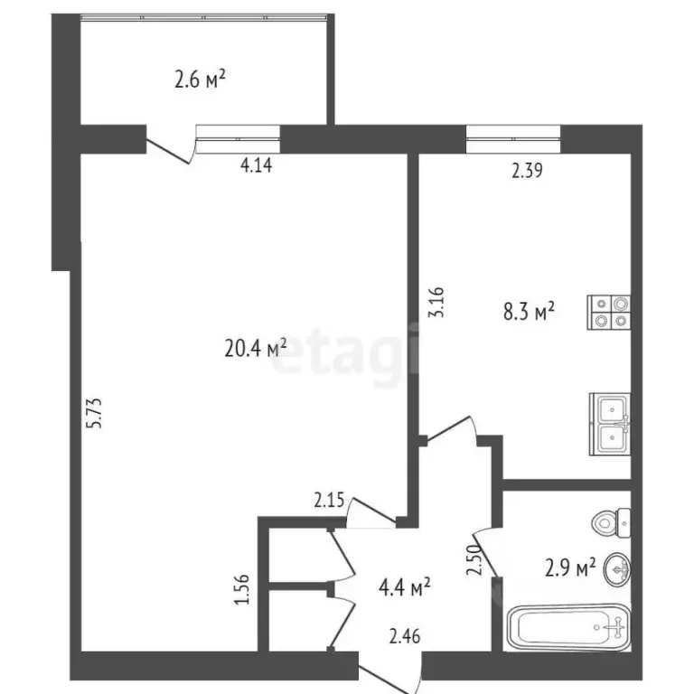 1-к кв. Крым, Евпатория ул. Чапаева, 85 (36.7 м) - Фото 2