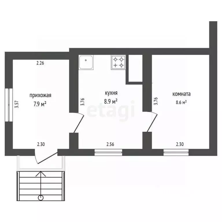 1-к кв. Крым, Саки ул. Революции (25.4 м) - Фото 1