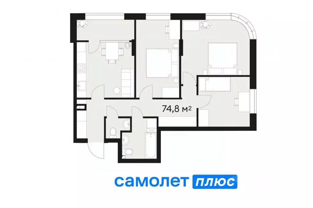 4-к кв. Кемеровская область, Кемерово ул. Дружбы, 28/2 (74.8 м) - Фото 1