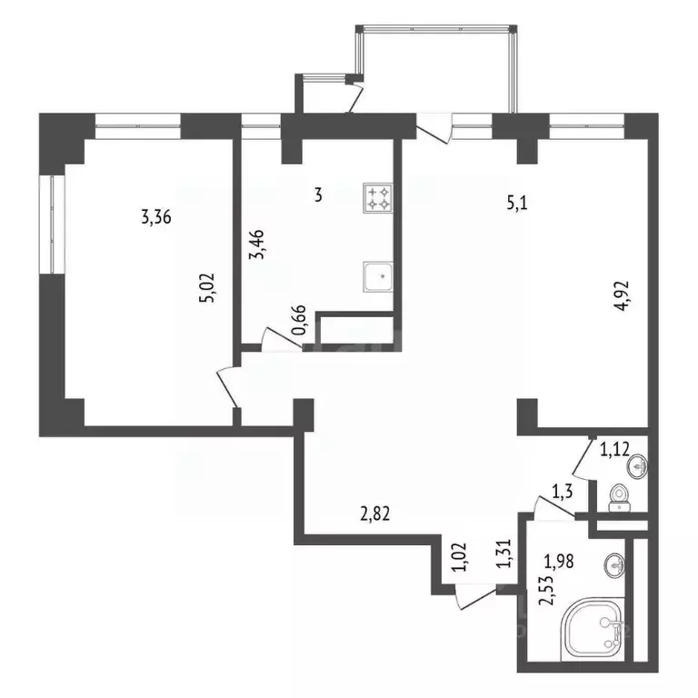 3-к кв. Красноярский край, Красноярск ул. Алексеева, 51 (72.6 м) - Фото 2
