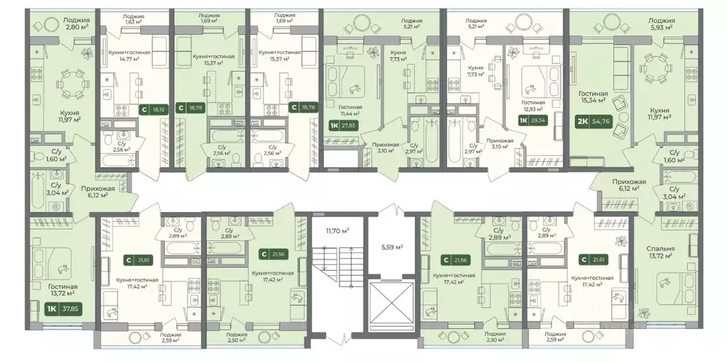 Студия Краснодарский край, Краснодар ул. Шевцова, 6 (21.61 м) - Фото 2