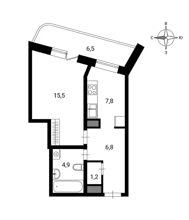 1-комнатная квартира: Санкт-Петербург, Ленинский проспект, 82к1 (36.2 ... - Фото 2