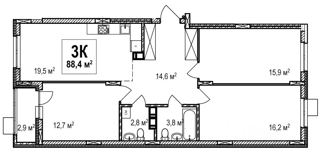 3-к кв. Нижегородская область, Нижний Новгород просп. Гагарина, 36к4 ... - Фото 1