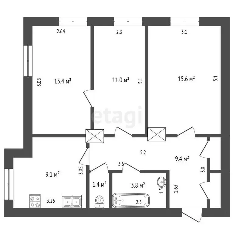 3-комнатная квартира: Йошкар-Ола, улица Волкова, 164 (65.8 м) - Фото 1
