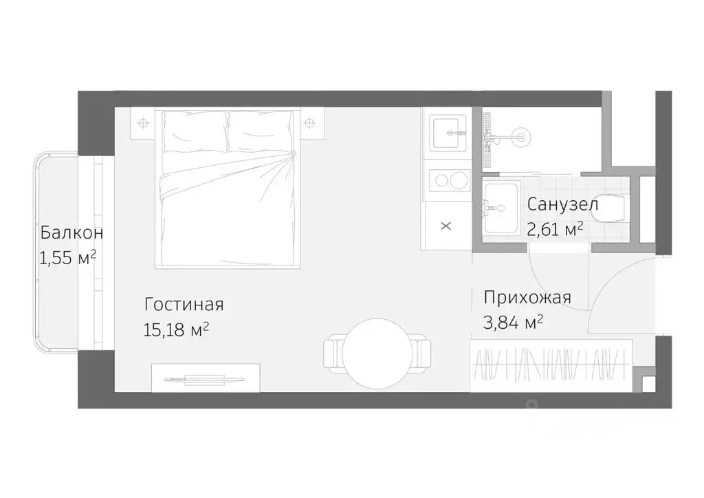 1-к кв. Ставропольский край, Кисловодск ул. Авиации, 2 (23.18 м) - Фото 1