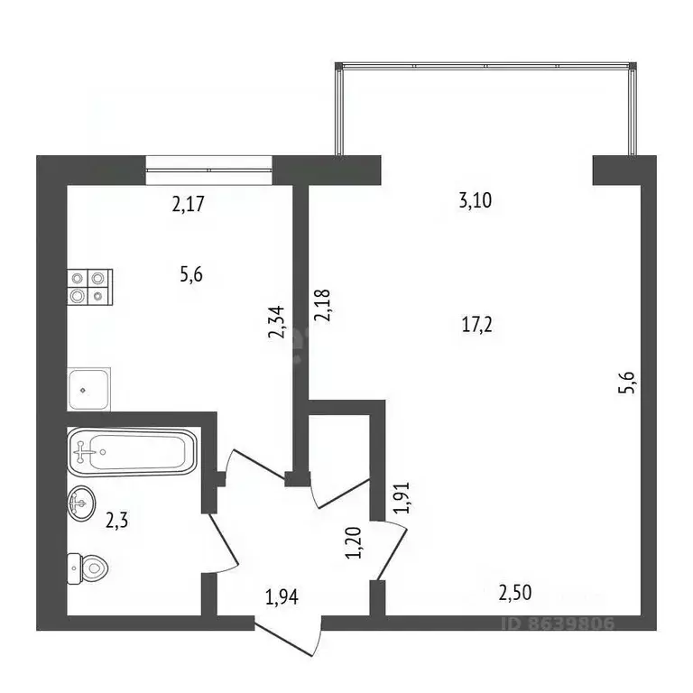1-к кв. Крым, Саки ул. Строительная (29.0 м) - Фото 1