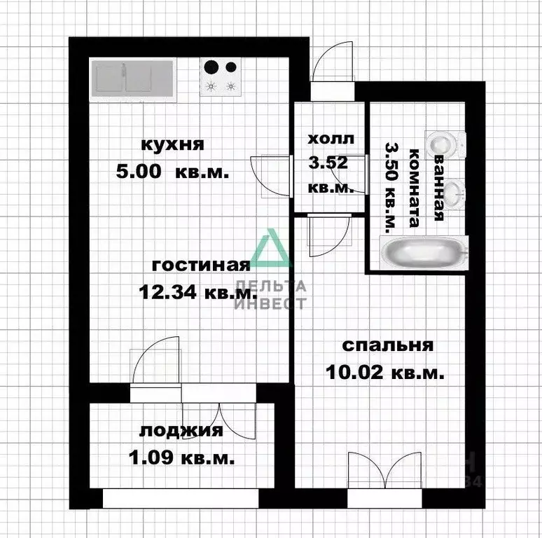 1-к кв. Башкортостан, Уфа ул. Даяна Мурзина, 7 (35.2 м) - Фото 1