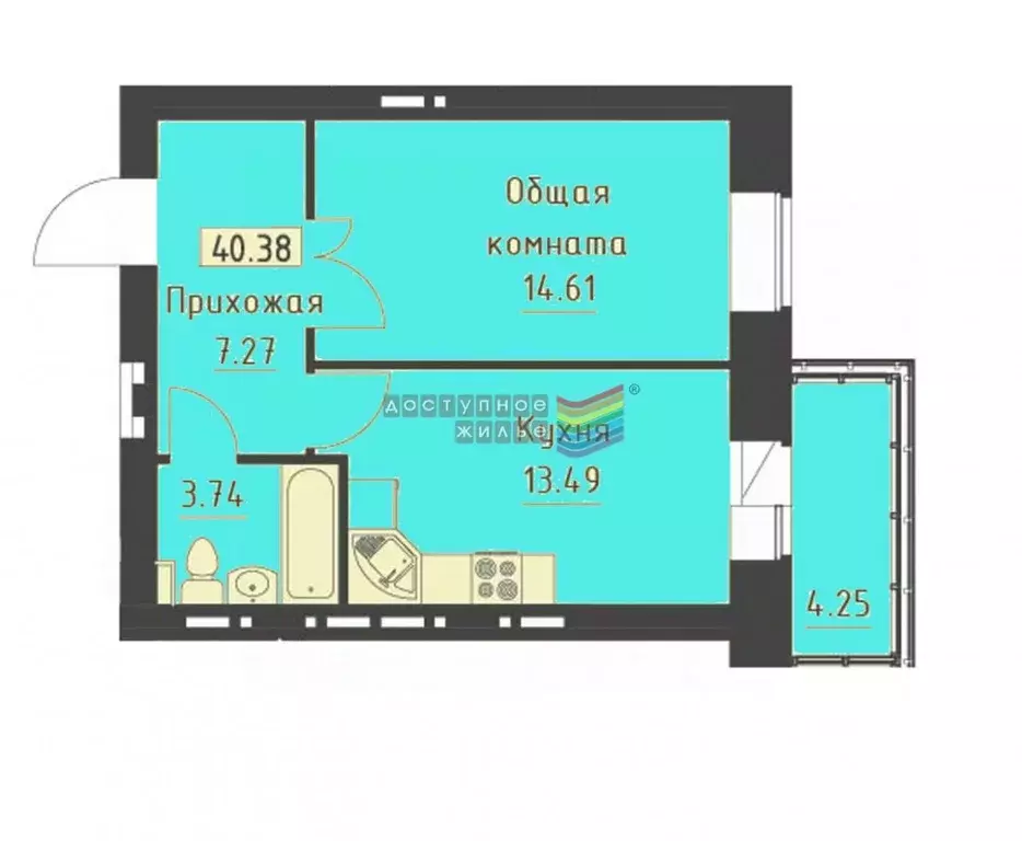 1-к кв. Красноярский край, Красноярск Норильская ул., 10Б (39.11 м) - Фото 1