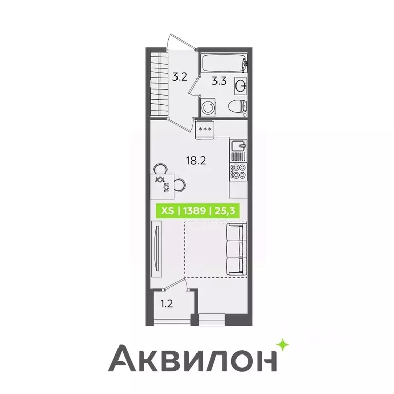 Студия Санкт-Петербург Планерная ул., 87к1 (25.3 м) - Фото 0