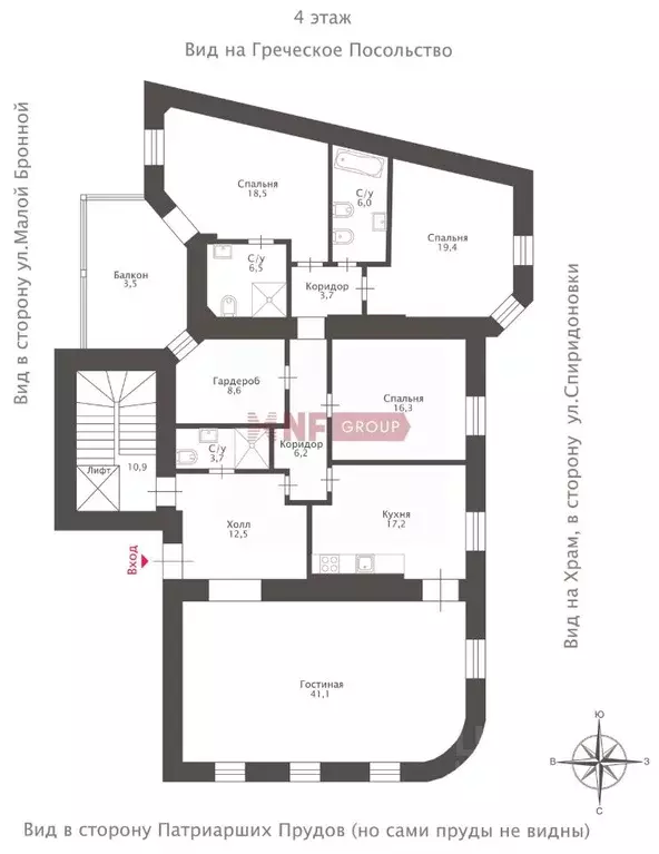 6-к кв. Москва ул. Спиридоновка, 16С2 (385.0 м) - Фото 2