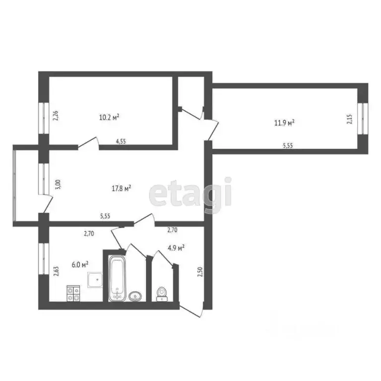 3-к кв. Крым, Алушта ул. Ленина (62.5 м) - Фото 2
