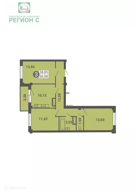 Продаётся 3-к квартира, 66.9 м - Фото 1