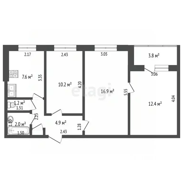 3-к кв. Самарская область, Самара ул. Челюскинцев, 10 (55.0 м) - Фото 1