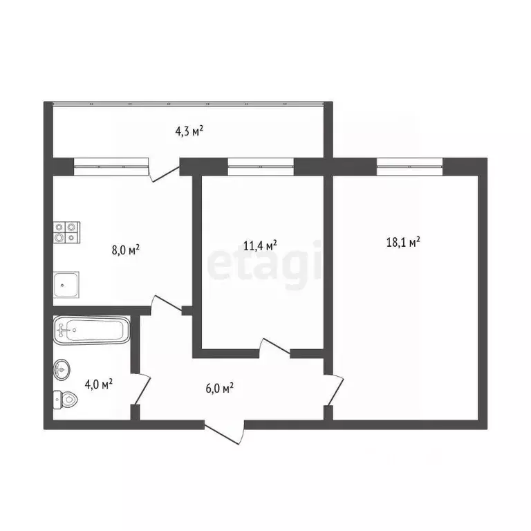 2-к кв. Башкортостан, Стерлитамак 23 Мая ул., 24Б (48.5 м) - Фото 2